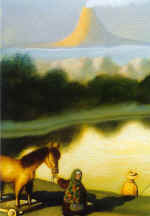 "Volcano landscape". 48*42. 1984. Mixed techn. Sazhaevs' family property.