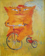 "Walking-1", oil upon the cardboard 40x25, 1998