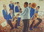 Band. Canvas on MDF, oil. 72�95. 1999.